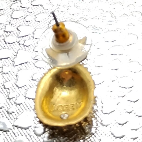 J. Crew Gold Tone Pave Rhinestone Pineapple Stud Earrings - Picture 8 of 11